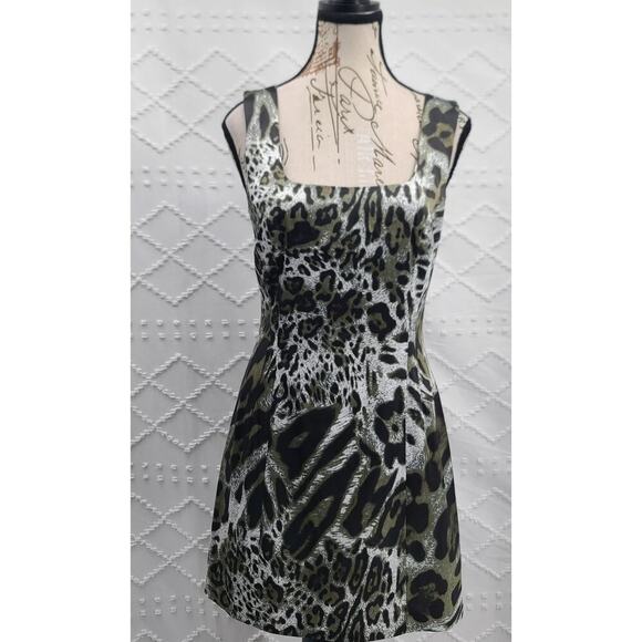Jay Godfrey leopard print mini dress Size 8 Mob Wife Cocktail Party NYE formal - Picture 2 of 10